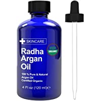 Los mejores  - Radha Beauty Aceite de Argán Orgánico Certificado por el USDA- 120mL - Tratamiento antienvejecimiento hidratante…